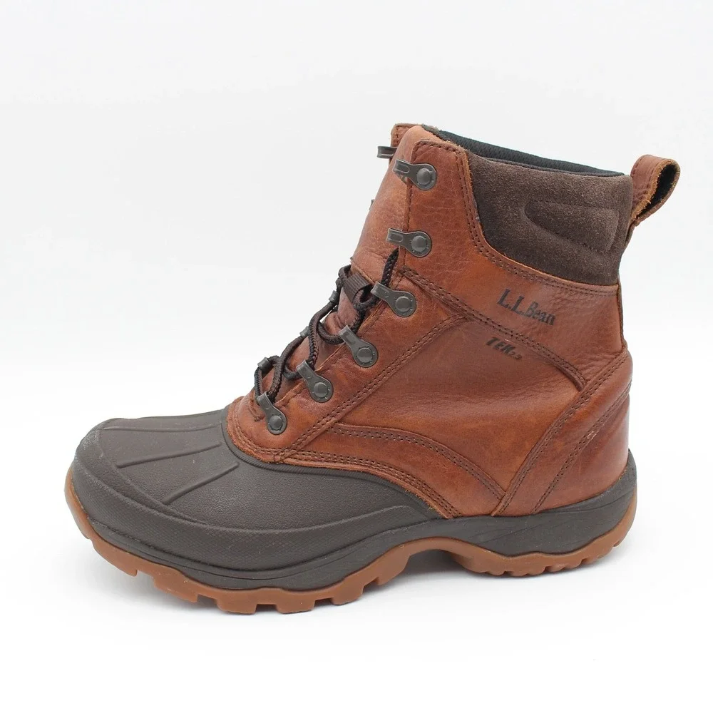 LL Bean Storm Chaser Boots Mens Size 8M Brown Leather Insulated 200g Waterproof